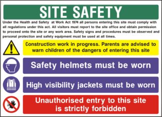 Construction Self Adhesive Vinyl CONS0007 Site Safety Starts Here Sign 